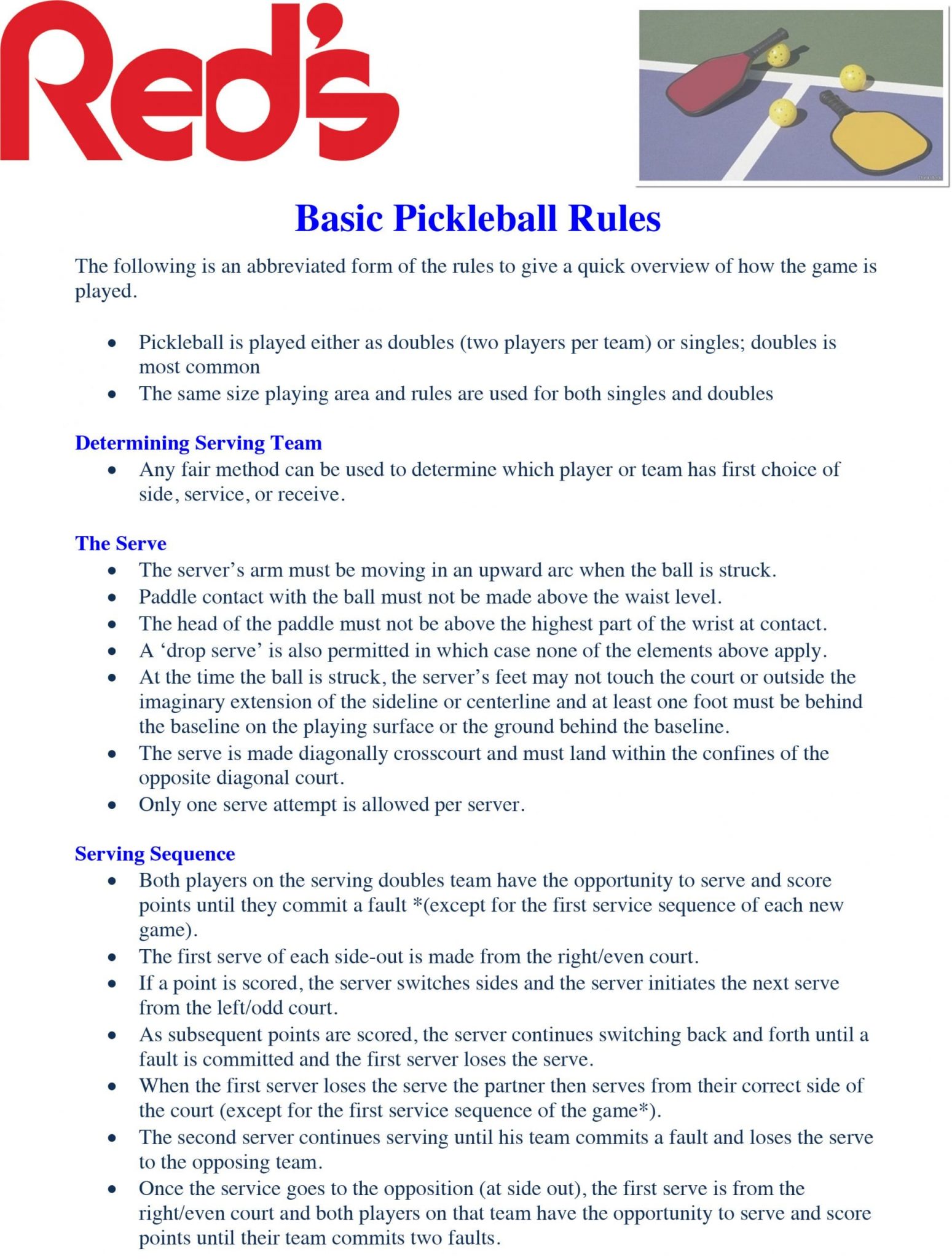 Pickleball BASIC RULES Red Lerilles