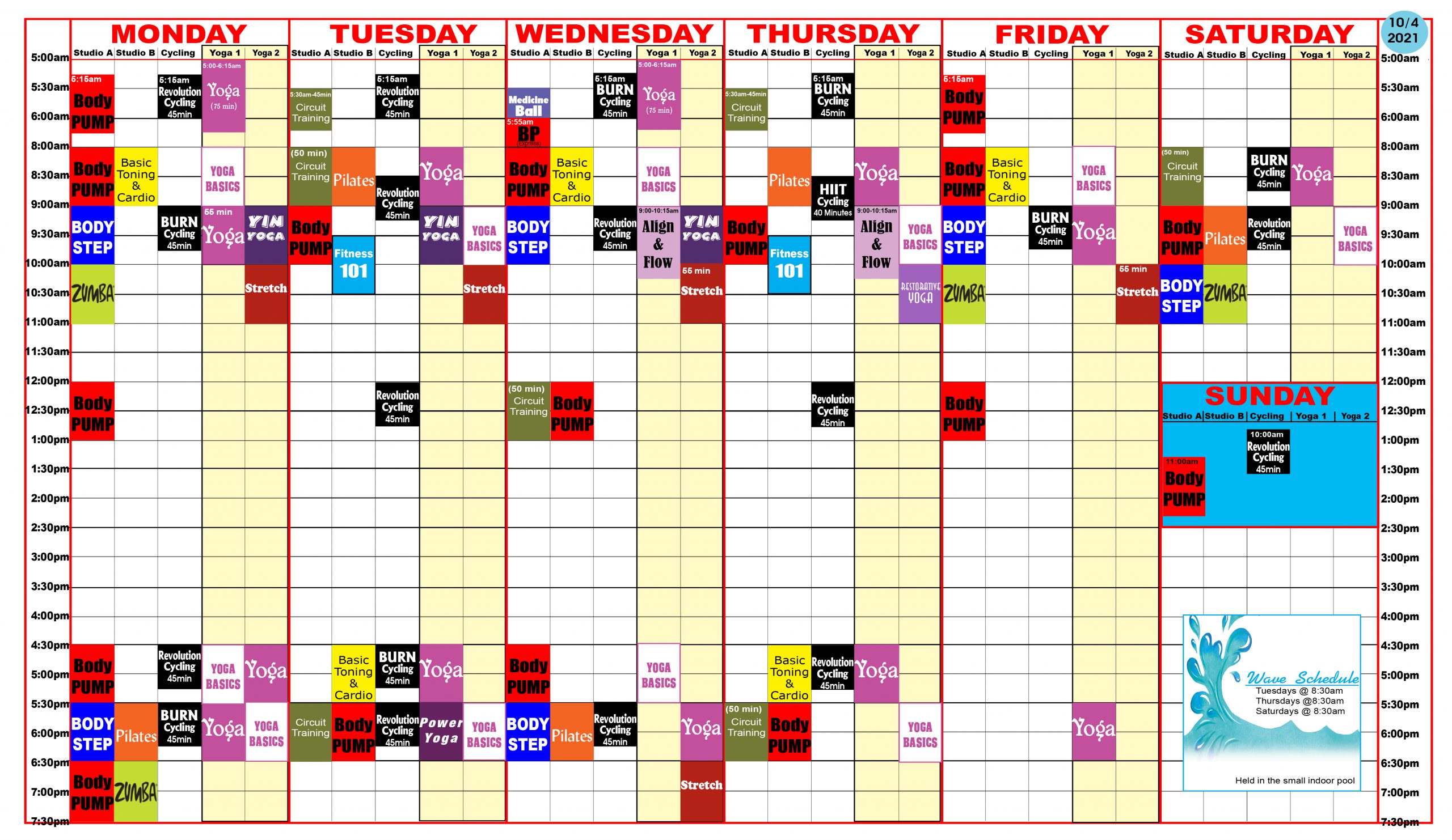 GROUP FITNESS SCHEDULE