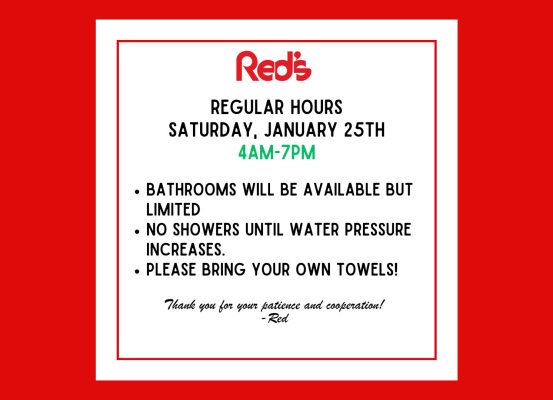 Normal hours on Saturday January 25th